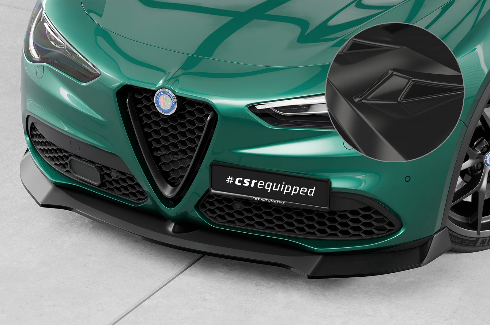 CSR Frontspoiler | Cup-Spoilerlippe mit ABE für Alfa Romeo Stelvio CSL886-G Glossy schwarz Hochglanz (keine Lackierung erforderlich)