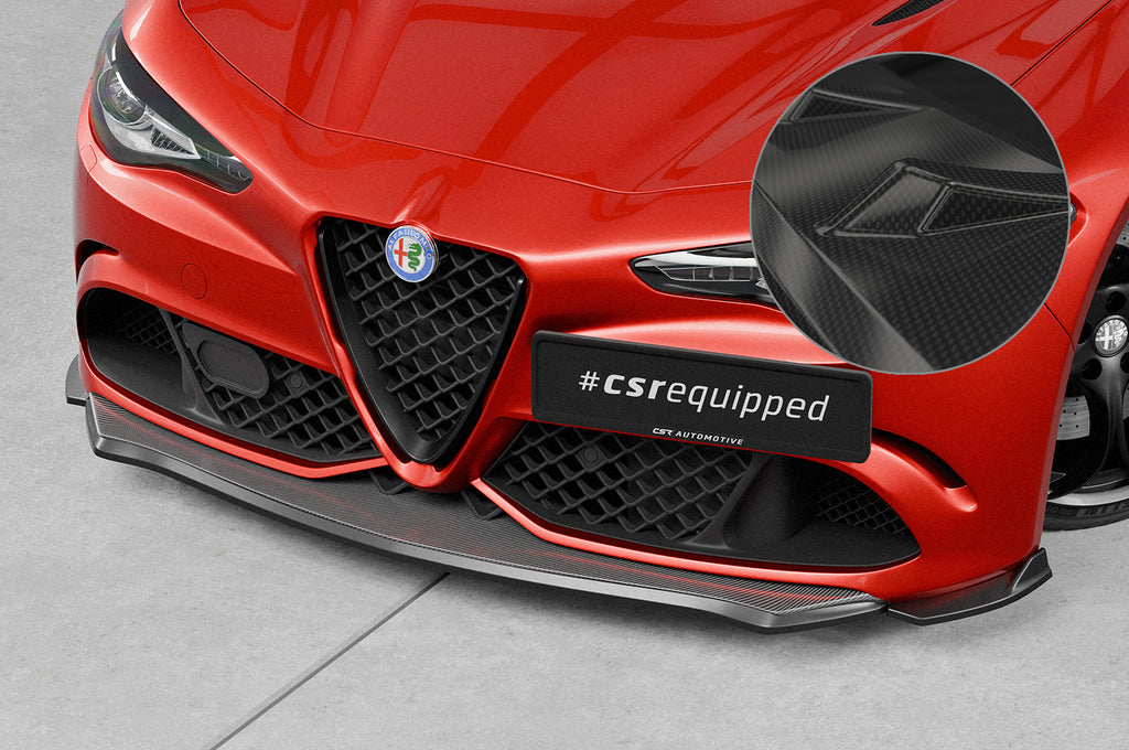 CSR Frontspoiler | Cup-Spoilerlippe mit ABE für Alfa Romeo Giulia Quadrifoglio CSL902-C Carbon Look Hochglanz (keine Lackierung erforderlich)