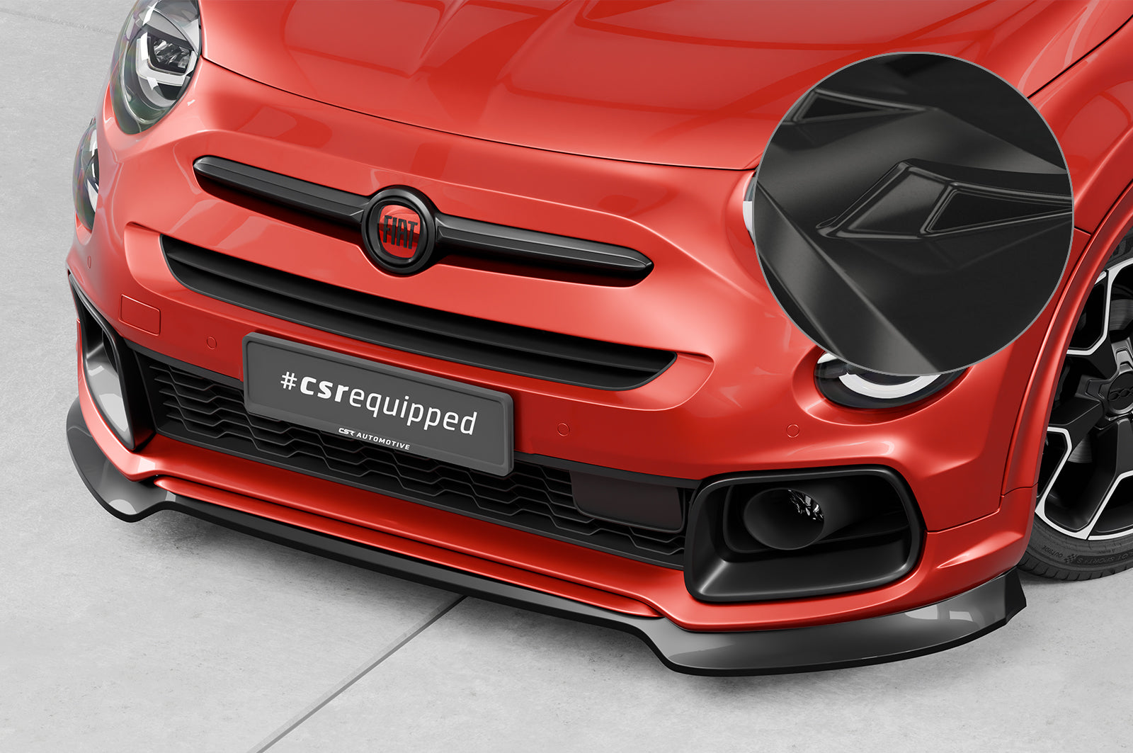 CSR Frontspoiler | Cup-Spoilerlippe mit ABE für Fiat 500X Sport CSL908-G Glossy schwarz Hochglanz (keine Lackierung erforderlich)