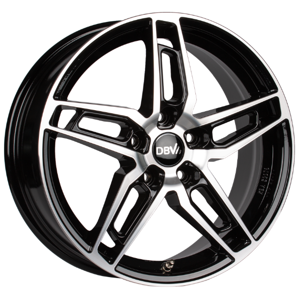 DBV Alufelge 5DS 005 schwarz glänzend, front poliert 6.5x16 ET40 5x114.3 Nabe 71.6 KBA 52977
