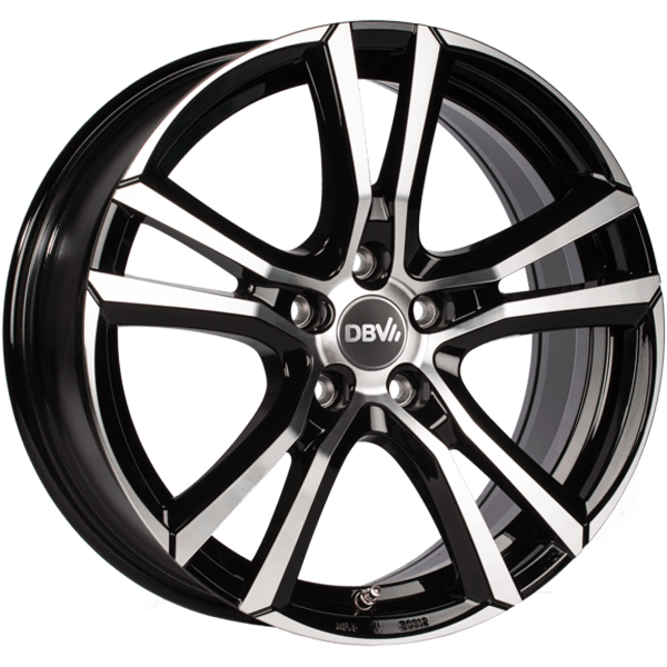 DBV Alufelge Andorra schwarz glänzend, front poliert 8x18 ET48 5x112 Nabe 74.1 KBA 50312