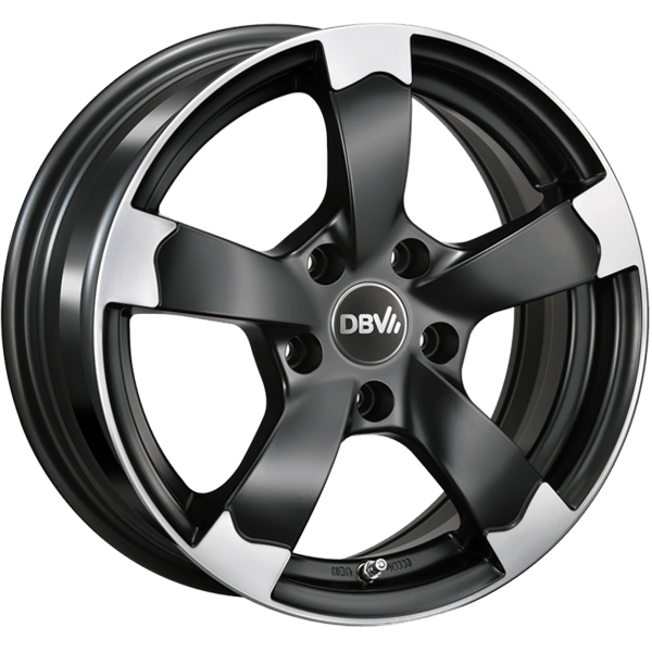 DBV Alufelge Torino II schwarz matt, poliert 7x16 ET38 5x100 Nabe 63.3 KBA 48883