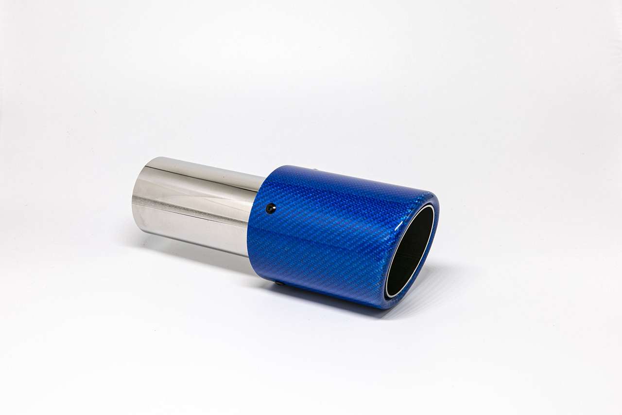 Friedrich Motorsport Endrohr 90mm rund Carbon abgeschrägt blau glänzend