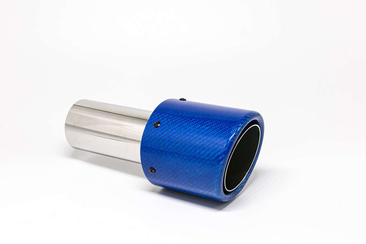 Friedrich Motorsport Endrohr 100mm rund Carbon abgeschrägt blau glänzend
