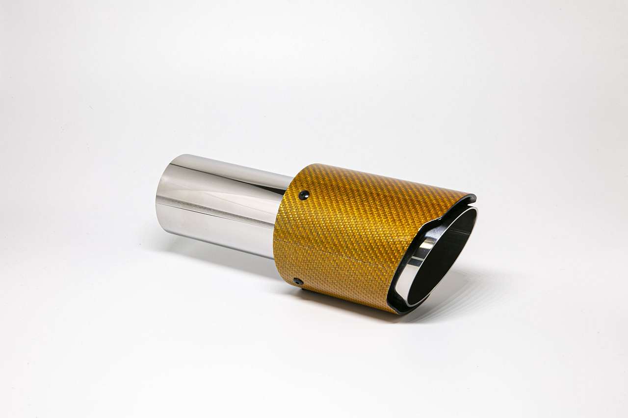 Friedrich Motorsport Endrohr 90mm rund Carbon scharf abgeschrägt orange glänzend