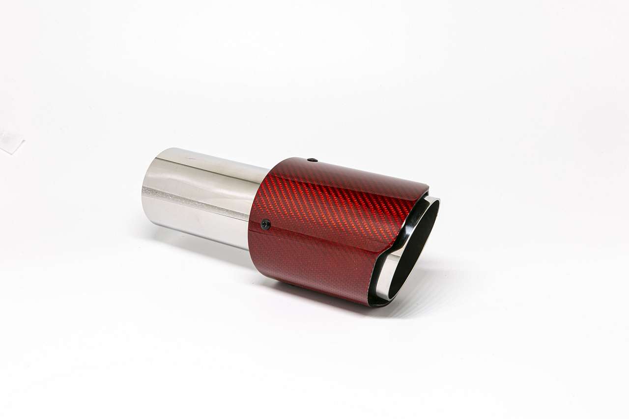 Friedrich Motorsport Endrohr 90mm rund Carbon scharf abgeschrägt rot glänzend