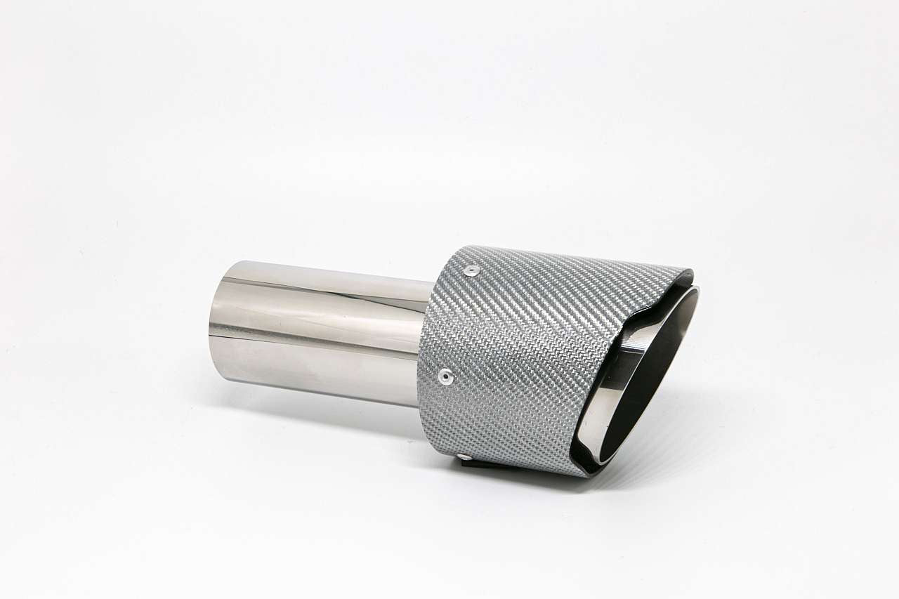 Friedrich Motorsport Endrohr 100mm rund Carbon scharf abgeschrägt silber glänzend