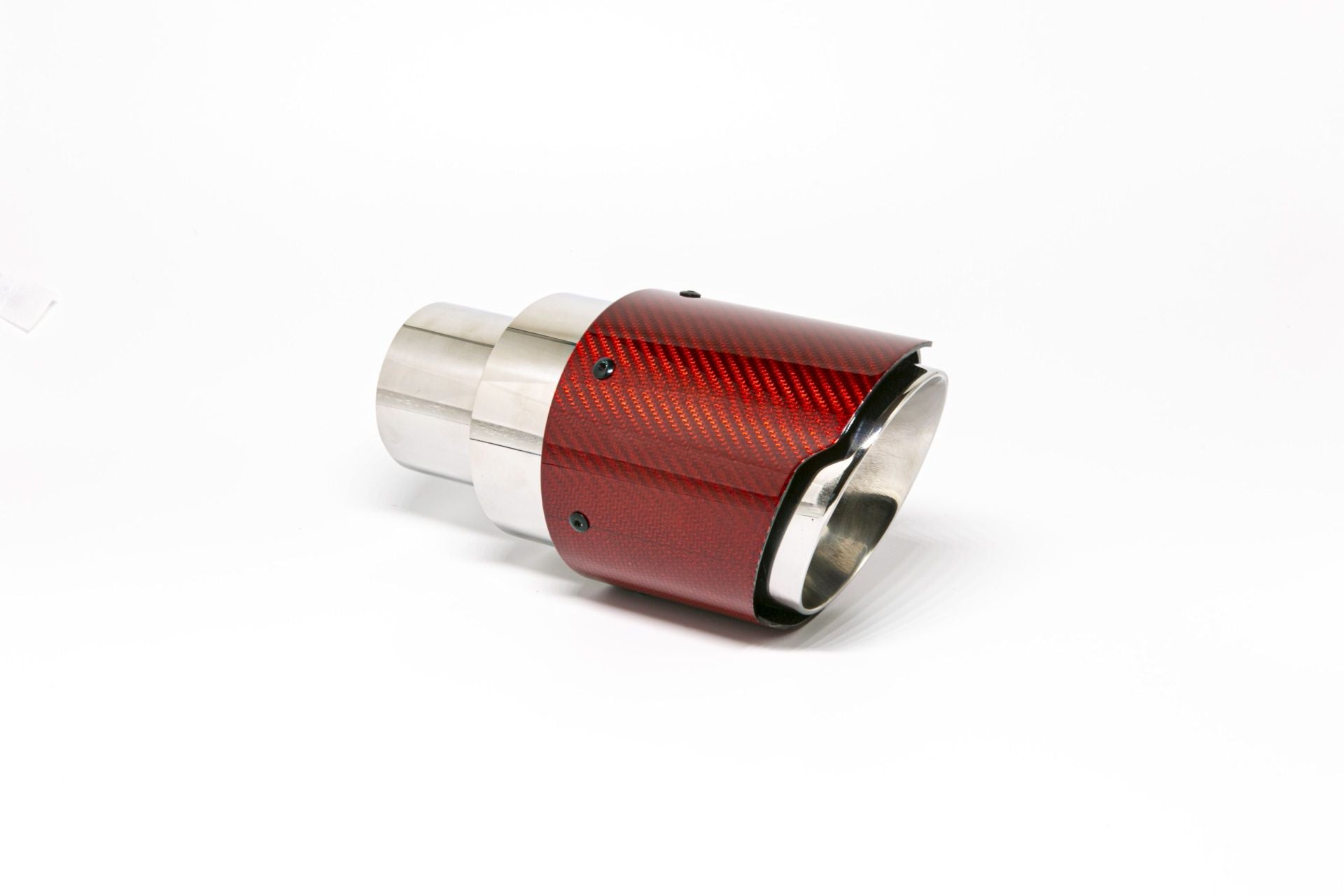 Friedrich Motorsport Endrohr 100mm rund Carbon breite Kante abgeschrägt rot glänzend