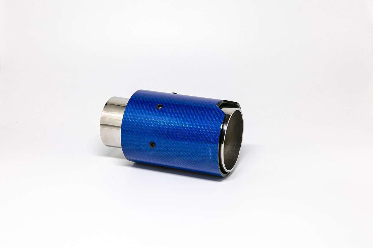 Friedrich Motorsport Endrohr 90mm rund Carbon blau glänzend