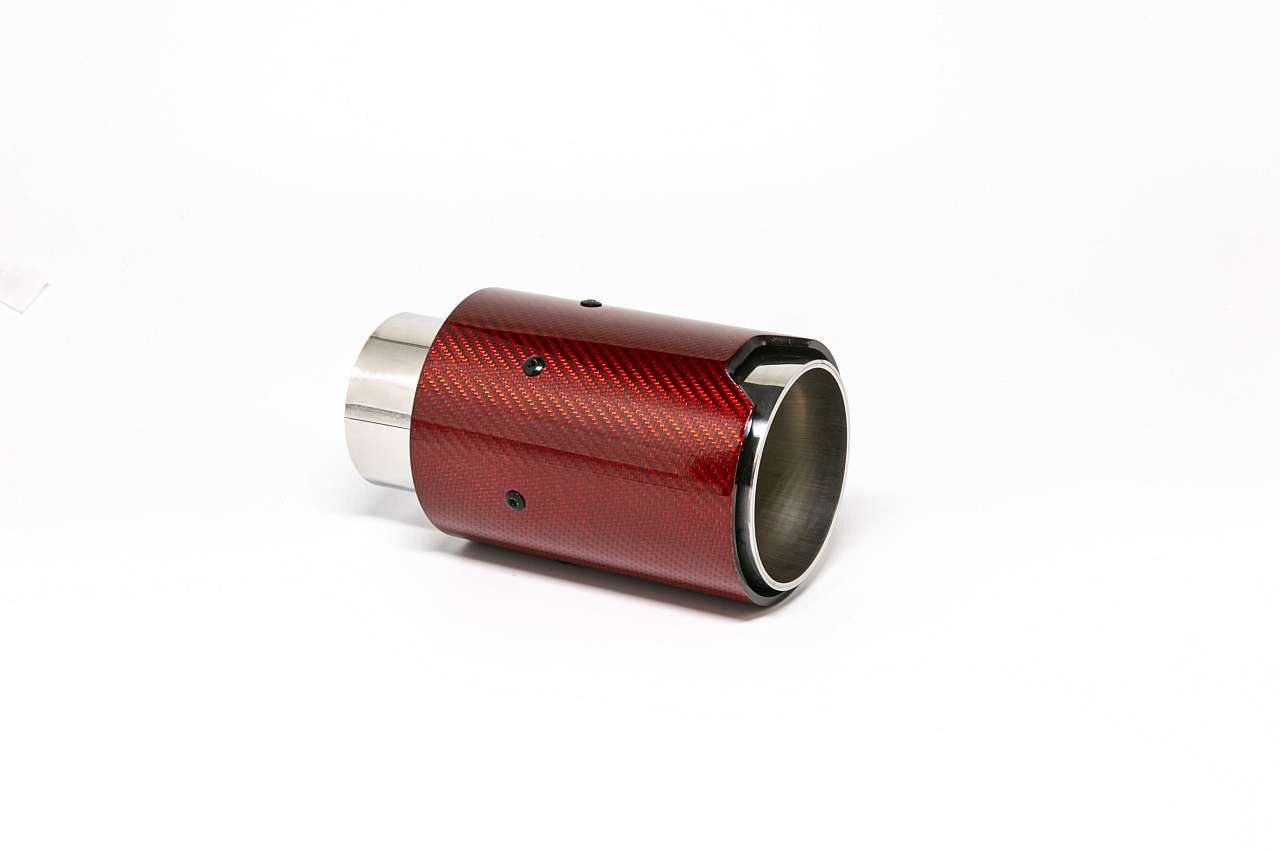 Friedrich Motorsport Endrohr 90mm rund Carbon rot glänzend