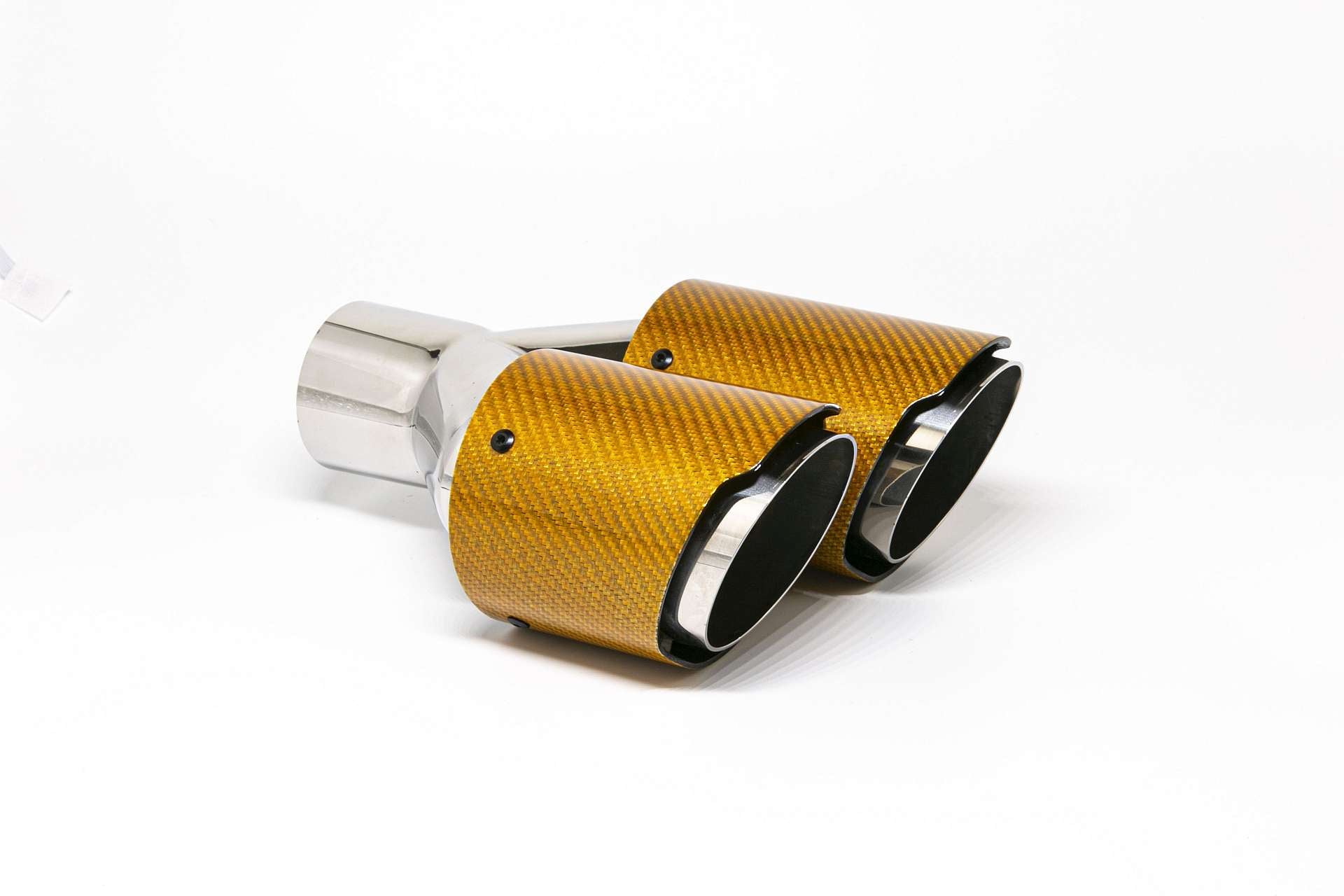 Friedrich Motorsport Endrohr Carbon 2x90mm rund scharf abgeschrägt versetzt links, orange glänzend