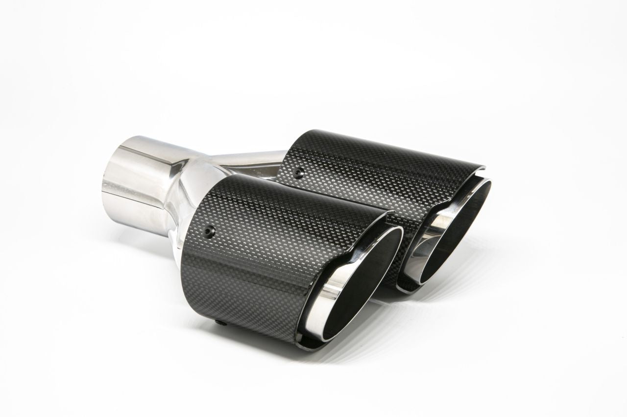 Friedrich Motorsport Endrohr Carbon 2x90mm rund scharf abgeschrägt versetzt links, schwarz