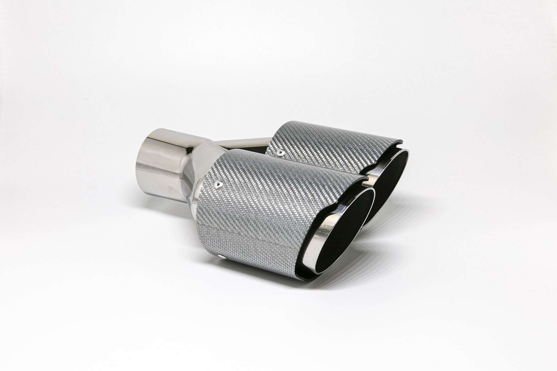 Friedrich Motorsport Endrohr Carbon 2x90mm rund scharf abgeschrägt versetzt rechts, silber glänzend