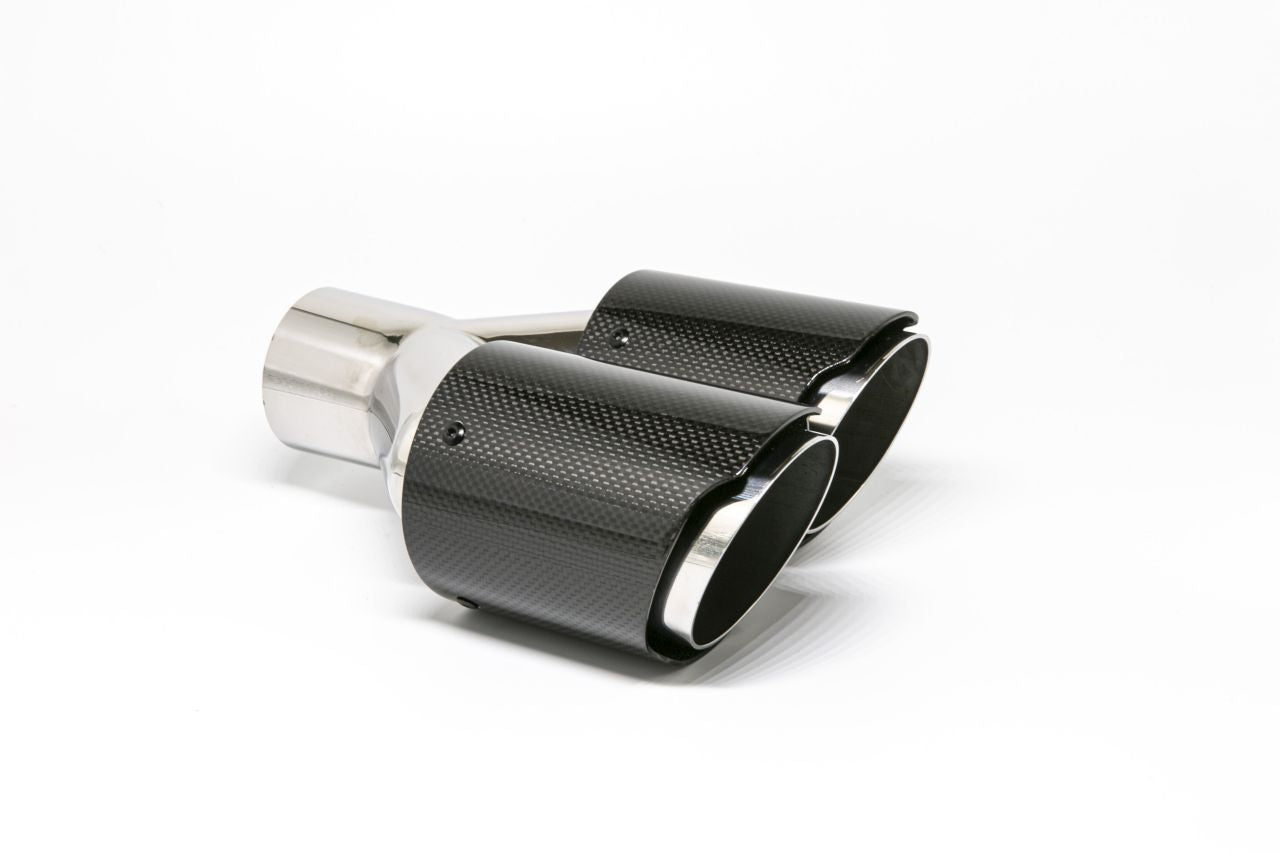Friedrich Motorsport Endrohr Carbon 2x90mm rund scharf abgeschrägt versetzt rechts, schwarz