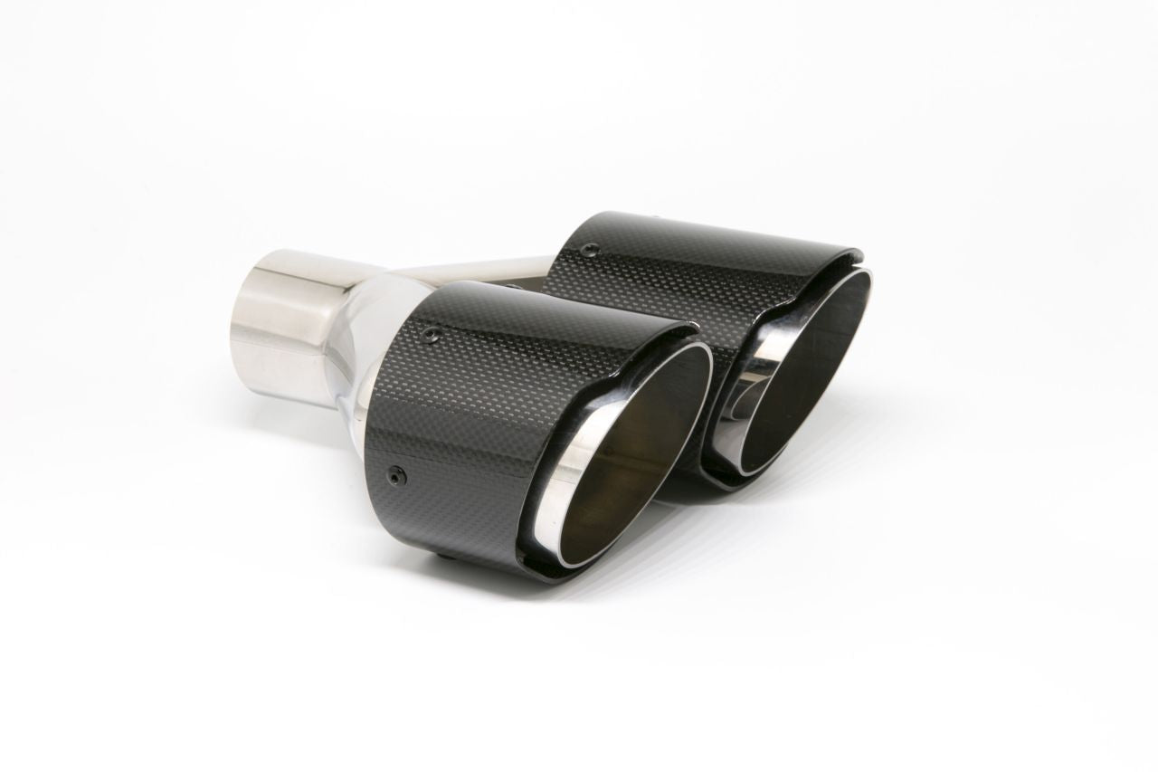 Friedrich Motorsport Endrohr Carbon 2x100mm rund scharf abgeschrägt versetzt links, schwarz