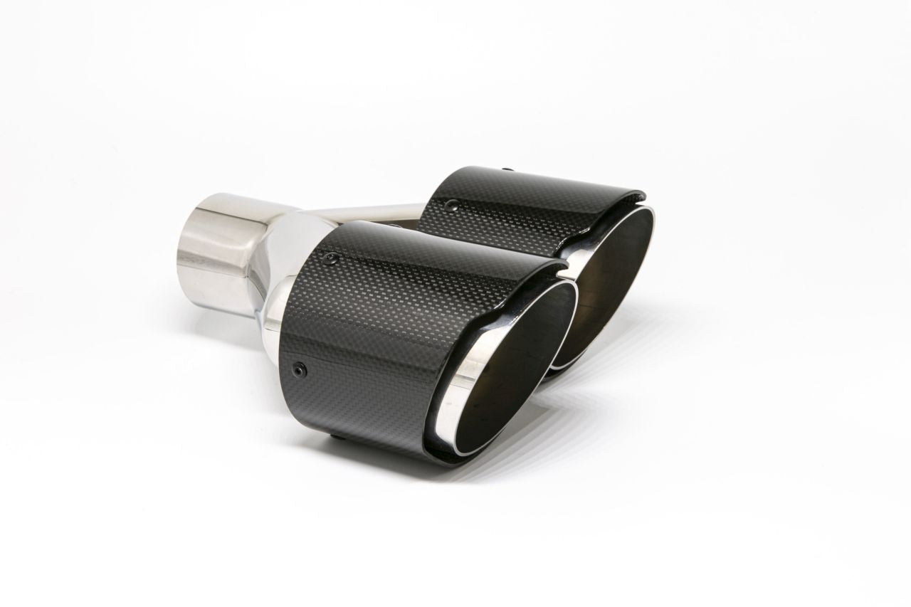 Friedrich Motorsport Endrohr Carbon 2x100mm rund scharf abgeschrägt versetzt rechts, schwarz