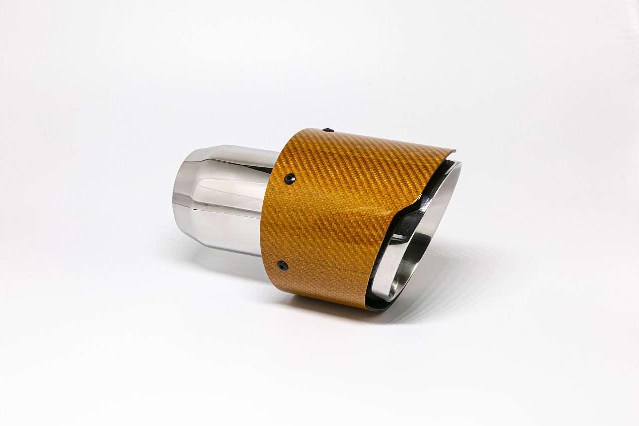 Friedrich Motorsport Endrohr 114mm rund Carbon breite Kante abgeschrägt orange glänzend