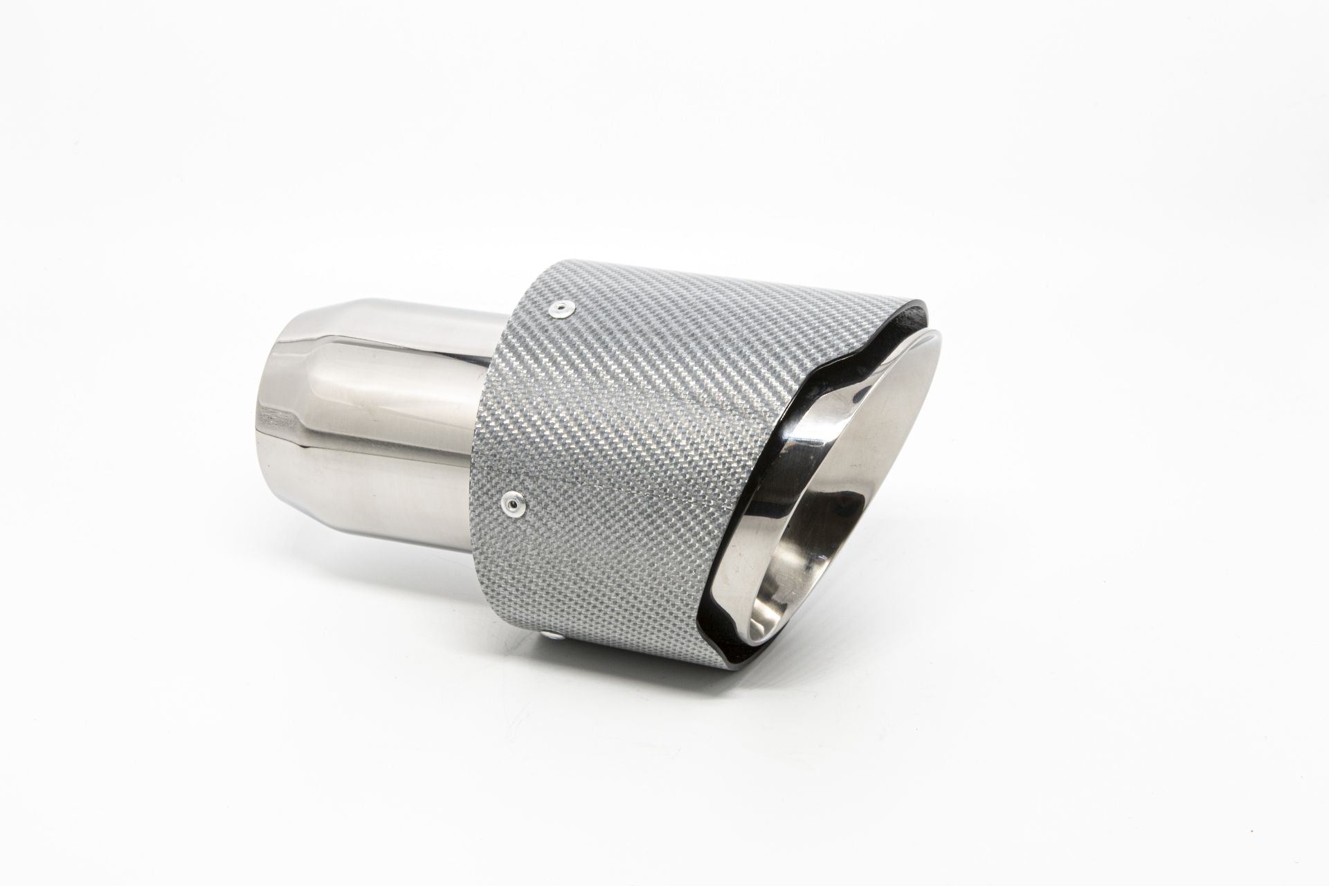 Friedrich Motorsport Endrohr 114mm rund Carbon breite Kante abgeschrägt silber glänzend
