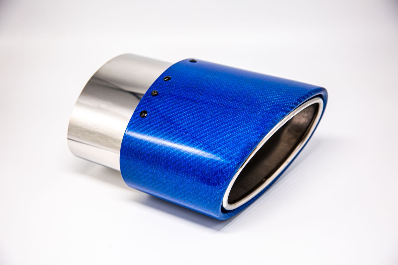 Friedrich Motorsport Endrohr 120x175mm oval Carbon seitlich abgeschrägt links, blau glänzend