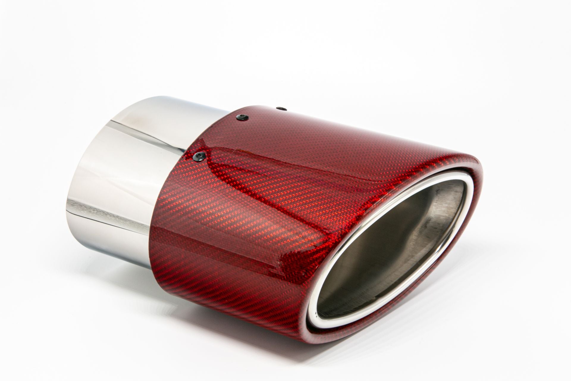Friedrich Motorsport Endrohr 120x175mm oval Carbon seitlich abgeschrägt links, rot glänzend