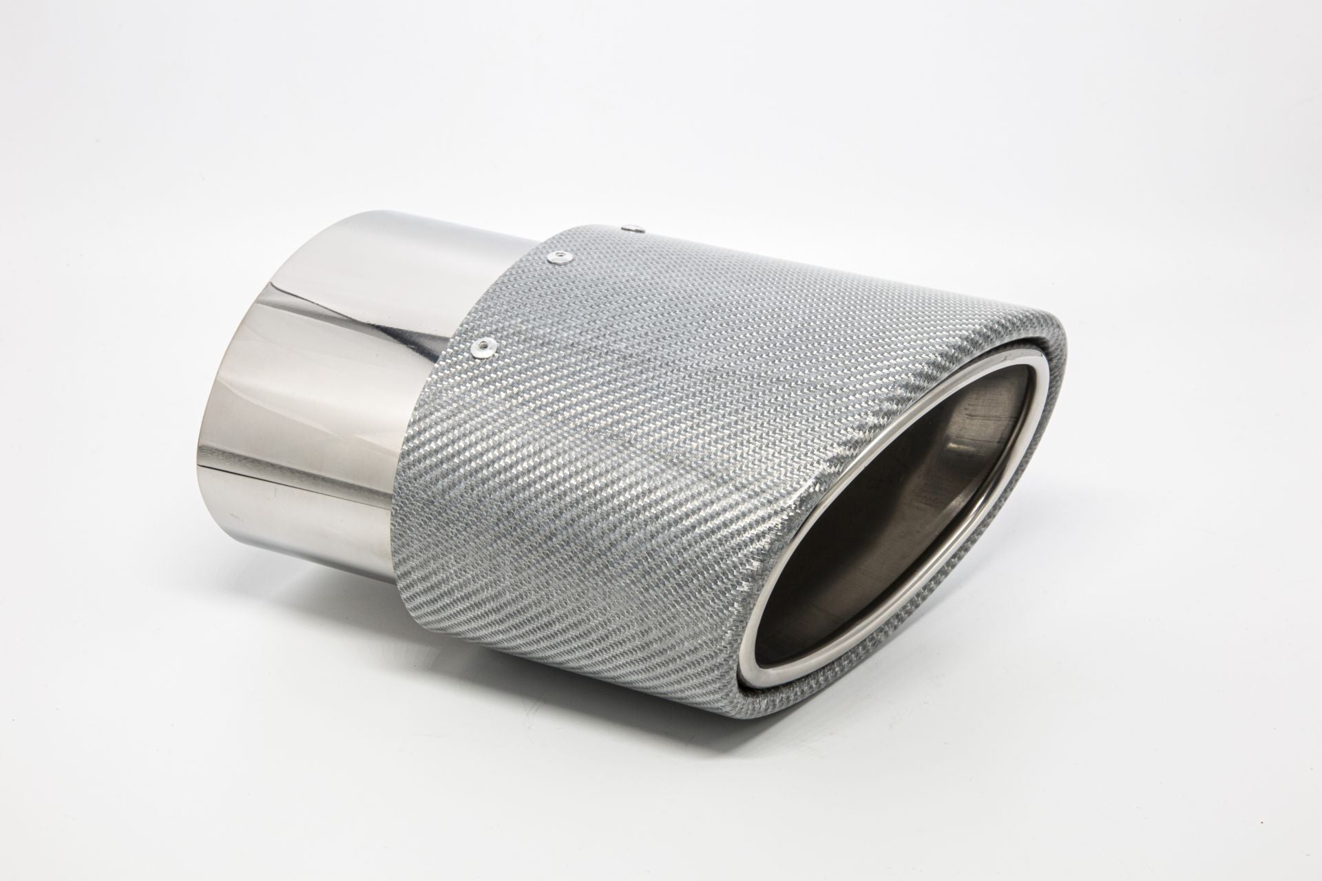 Friedrich Motorsport Endrohr 120x175mm oval Carbon seitlich abgeschrägt links, silber glänzend
