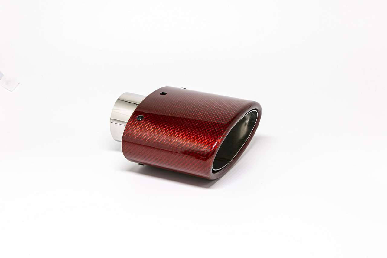 Friedrich Motorsport Endrohr 82x152mm oval Carbon abgeschrägt rot glänzend