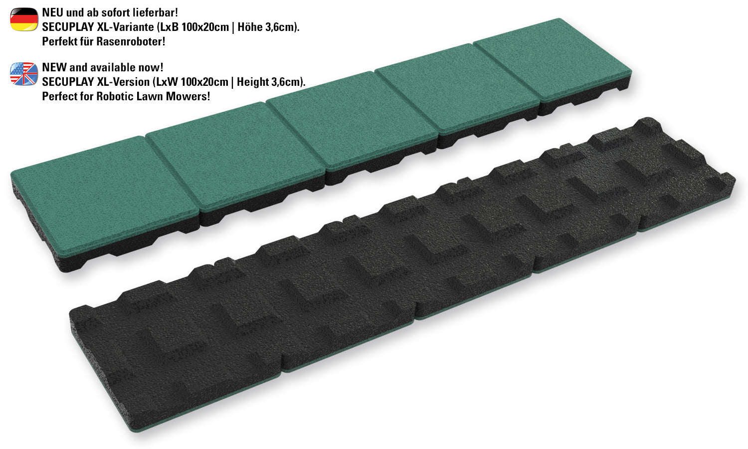 SECUPLAY XL Gummi Mähkante / Rasenkante 100x20x3,6cm grün