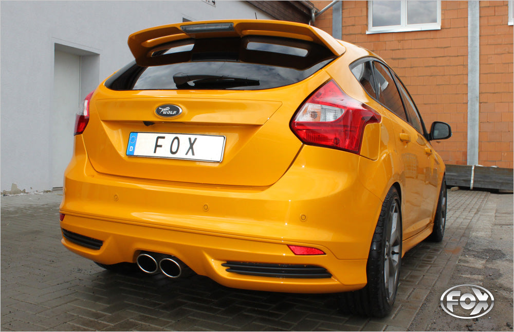 Fox passend fürFord Focus III ST Fließheck Diesel Endschalldämpfer quer Ausgang mittig inkl. Verbindungsrohr - 2x115x85 Typ 32 mittig
