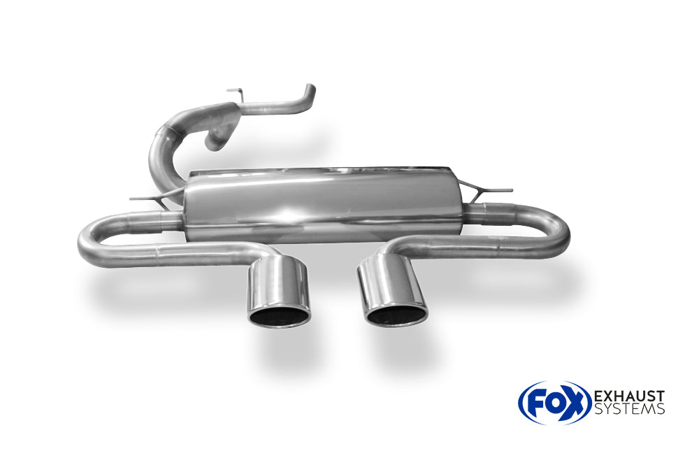 Fox passend für Ford Focus III ST Fließheck Diesel Endschalldämpfer quer Ausgang mittig inkl. Verbindungsrohr - 2x115x85 Typ 32 mittig