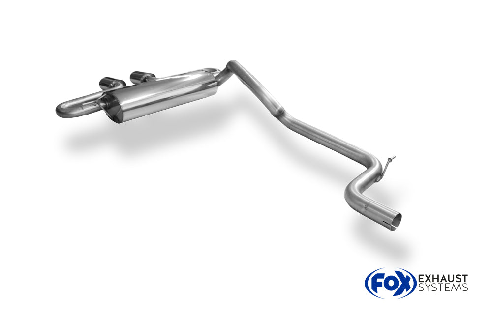 Fox passend fürFord Focus III ST Fließheck Diesel Endschalldämpfer quer Ausgang mittig inkl. Verbindungsrohr - 2x115x85 Typ 32 mittig