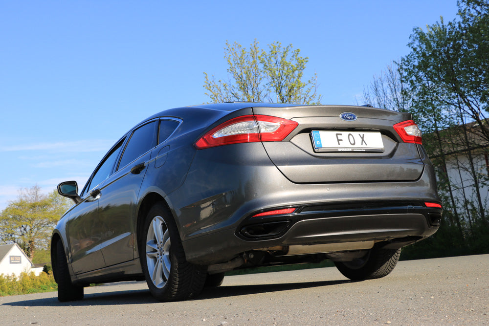 Fox passend für Mondeo V Schrägheck/ Turnier/ Stufenheck Endschalldämpfer quer Ausgang rechts/links - Ausgang der Endrohre in der originalen Stoßstange