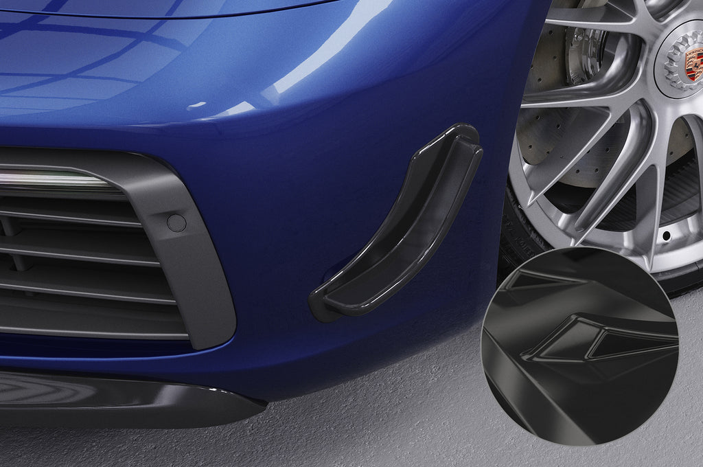 CSR Performance Flaps mit ABE für Porsche 911 / 992/991/997/996, Boxster 981, Cayman 981C FP015-G Glossy schwarz Hochglanz (keine Lackierung erforderlich)