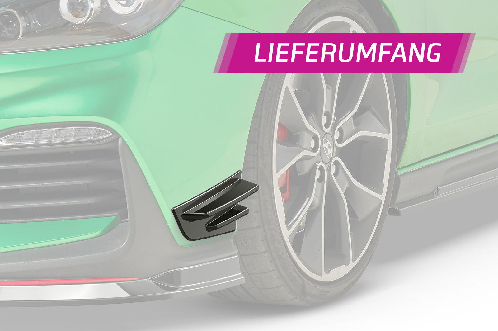 CSR Performance Flaps mit ABE für Hyundai I30 (PD) N/N-Line FP016-G Glossy schwarz Hochglanz (keine Lackierung erforderlich)