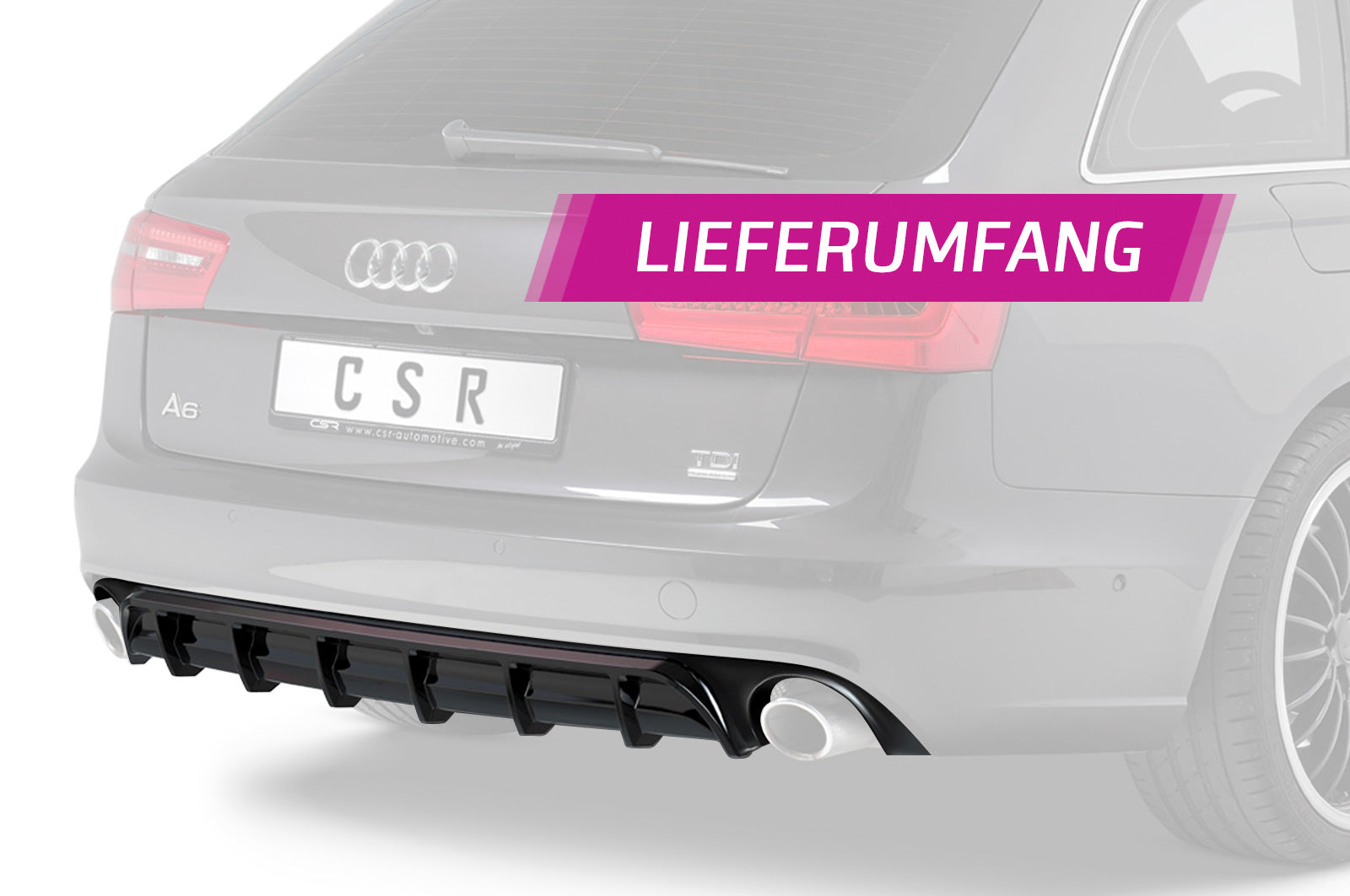 CSR Diffusor | Heckansatz mit ABE für Audi A6 C7 (4G) HA227-S Strukturiert schwarz matt (keine Lackierung erforderlich)