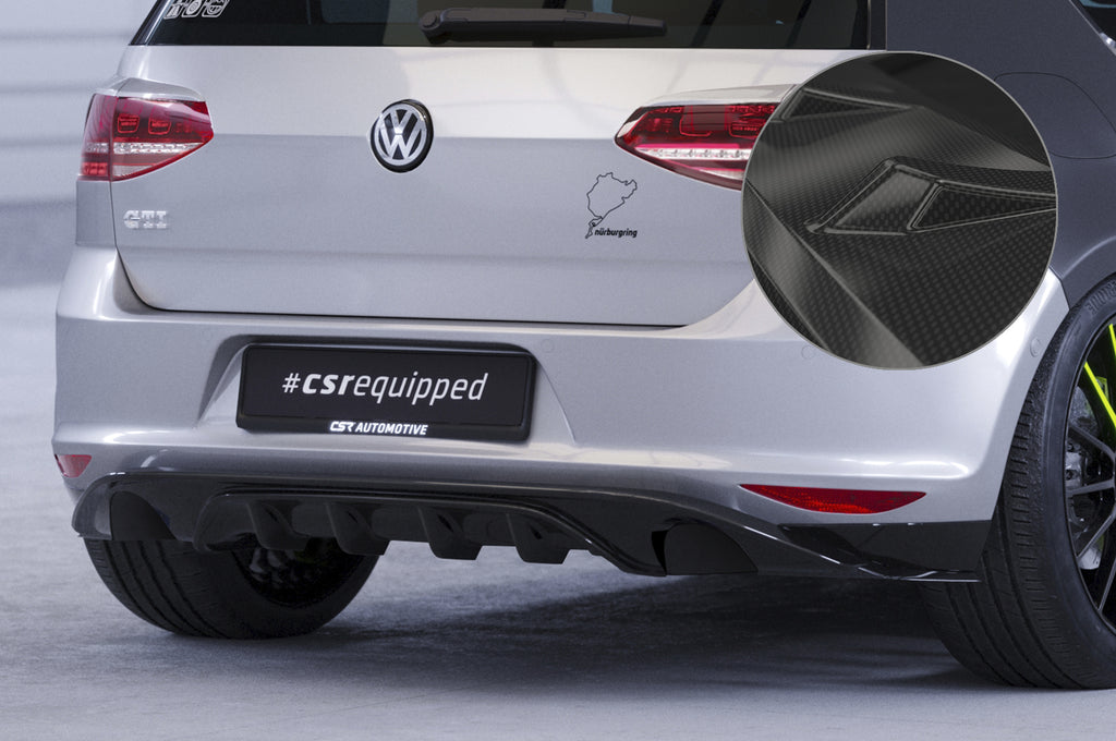 CSR Diffusor | Heckansatz mit ABE für VW Golf 7 (Typ AU) Basis HA237-C Carbon Look Hochglanz (keine Lackierung erforderlich)