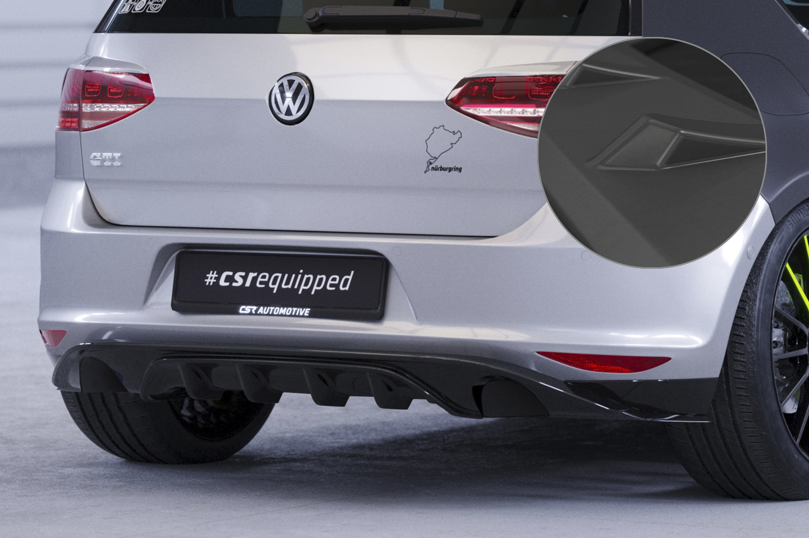 CSR Diffusor | Heckansatz mit ABE für VW Golf 7 (Typ AU) Basis HA237-L Unlackiert roh (Lackierung erforderlich)