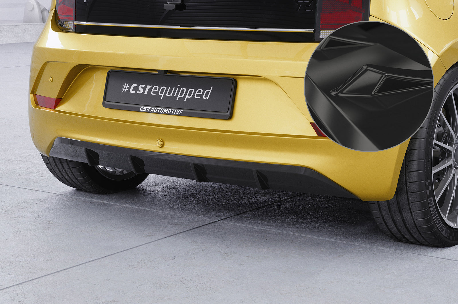 CSR Diffusor | Heckansatz mit ABE für VW up! / e-up! (Facelift) HA244-G Glossy schwarz Hochglanz (keine Lackierung erforderlich)