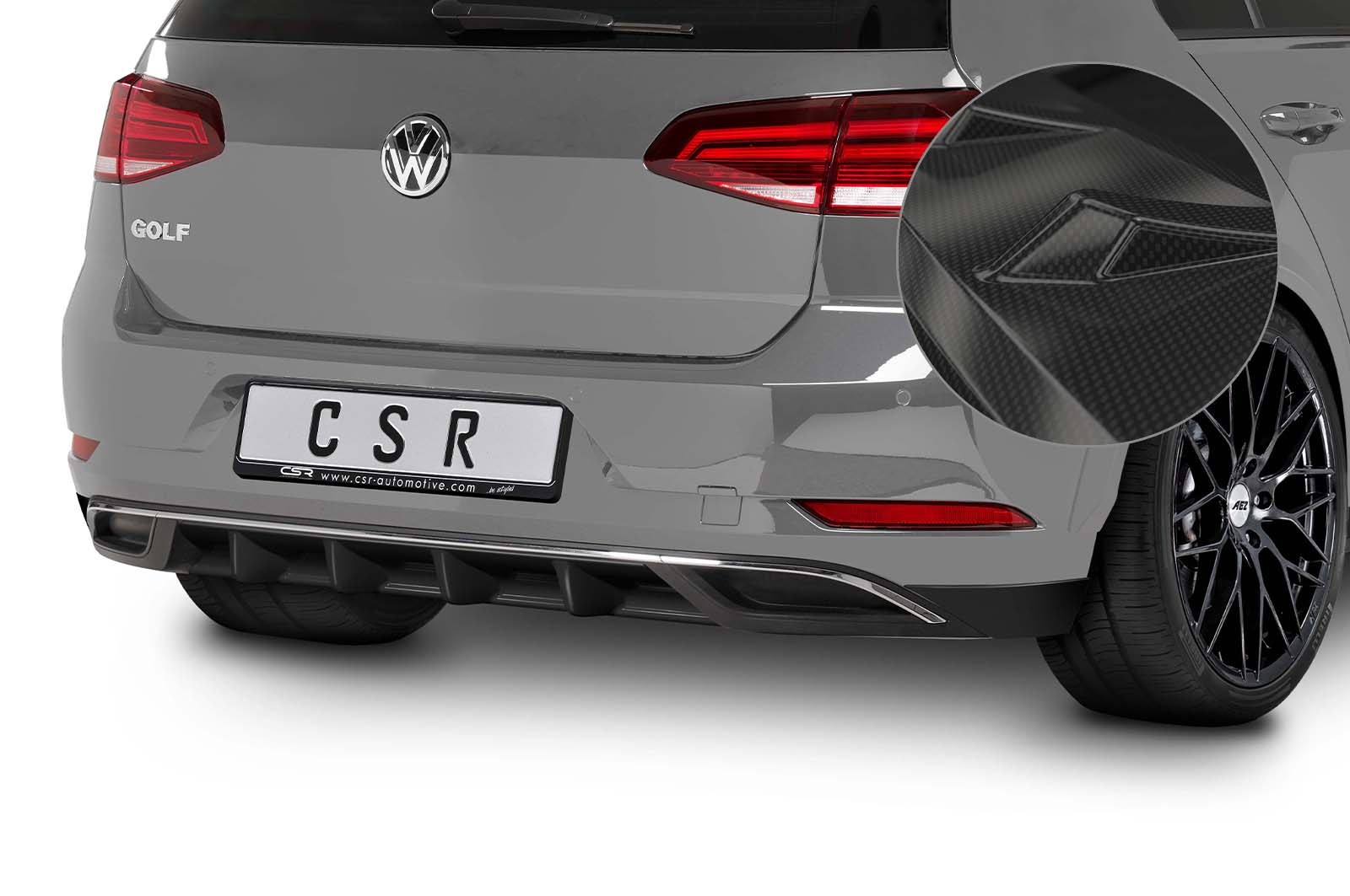 CSR Diffusor | Heckansatz mit ABE für VW Golf 7 (Facelift) HA251-C Carbon Look Hochglanz (keine Lackierung erforderlich)
