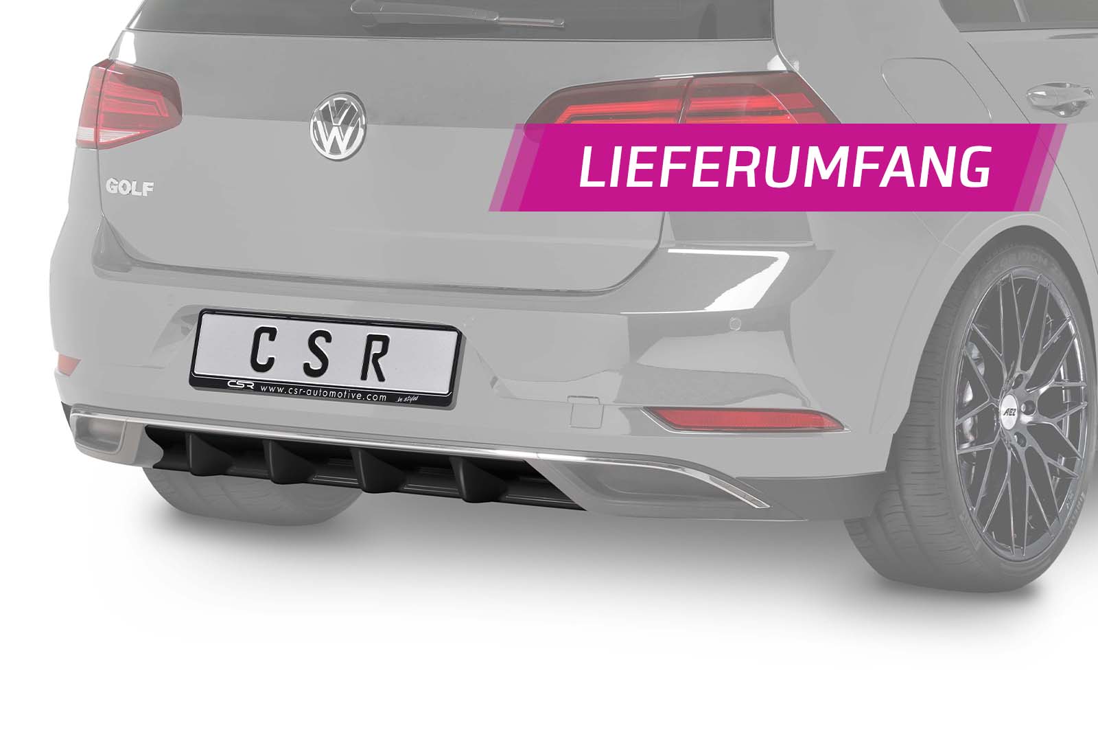 CSR Diffusor | Heckansatz mit ABE für VW Golf 7 (Facelift) HA251-C Carbon Look Hochglanz (keine Lackierung erforderlich)