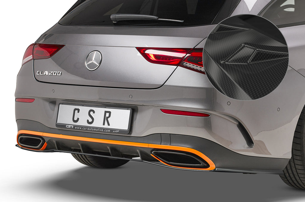 CSR Diffusor | Heckansatz mit ABE für Mercedes-Benz CLA X118 AMG-Line HA254-C Carbon Look Hochglanz (keine Lackierung erforderlich)