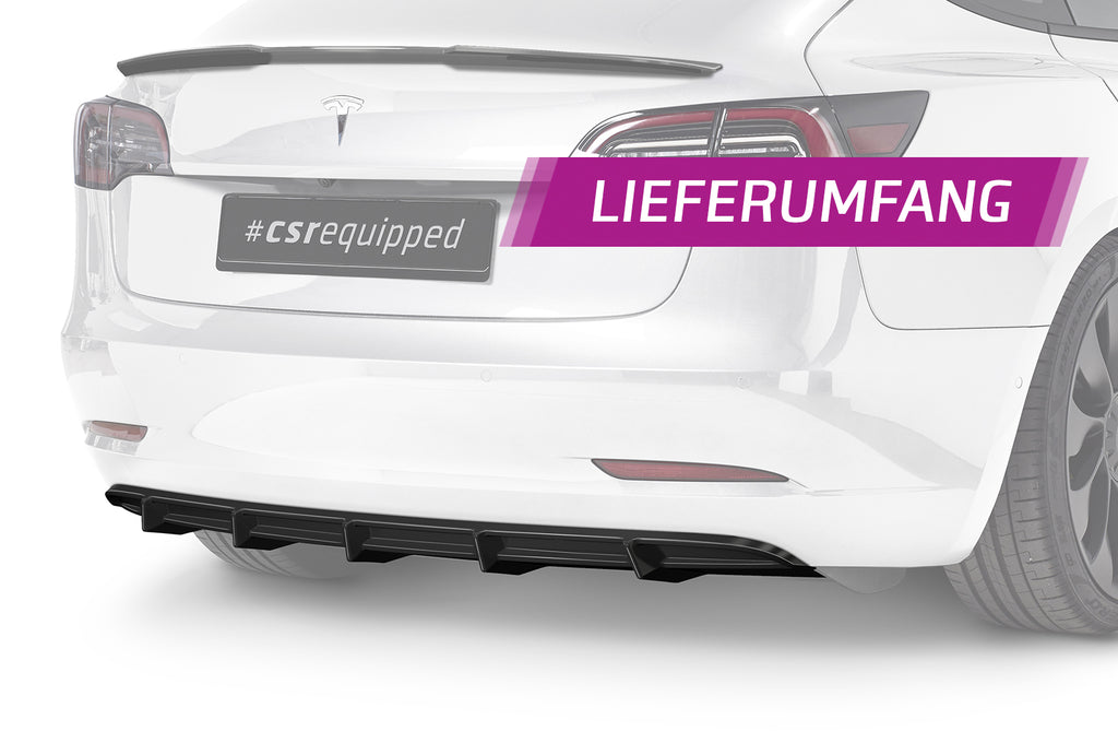 CSR Diffusor | Heckansatz mit ABE für Tesla Model 3 HA267-G Glossy schwarz Hochglanz (keine Lackierung erforderlich)