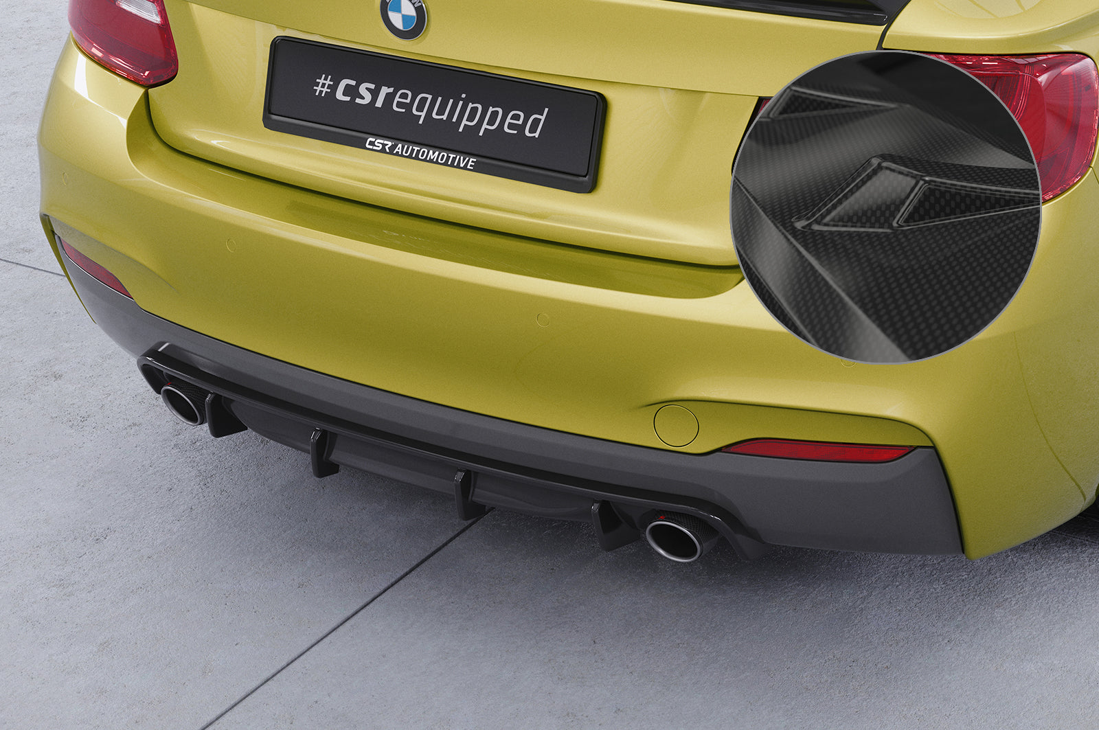 CSR Diffusor | Heckansatz mit ABE für BMW 2er (F22 / F23) Coupe und Cabrio HA273-C Carbon Look Hochglanz (keine Lackierung erforderlich)