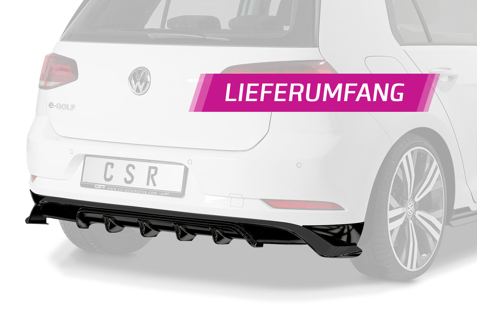 CSR Diffusor | Heckansatz mit ABE für VW Golf 7 / e-Golf HA279-C Carbon Look Hochglanz (keine Lackierung erforderlich)