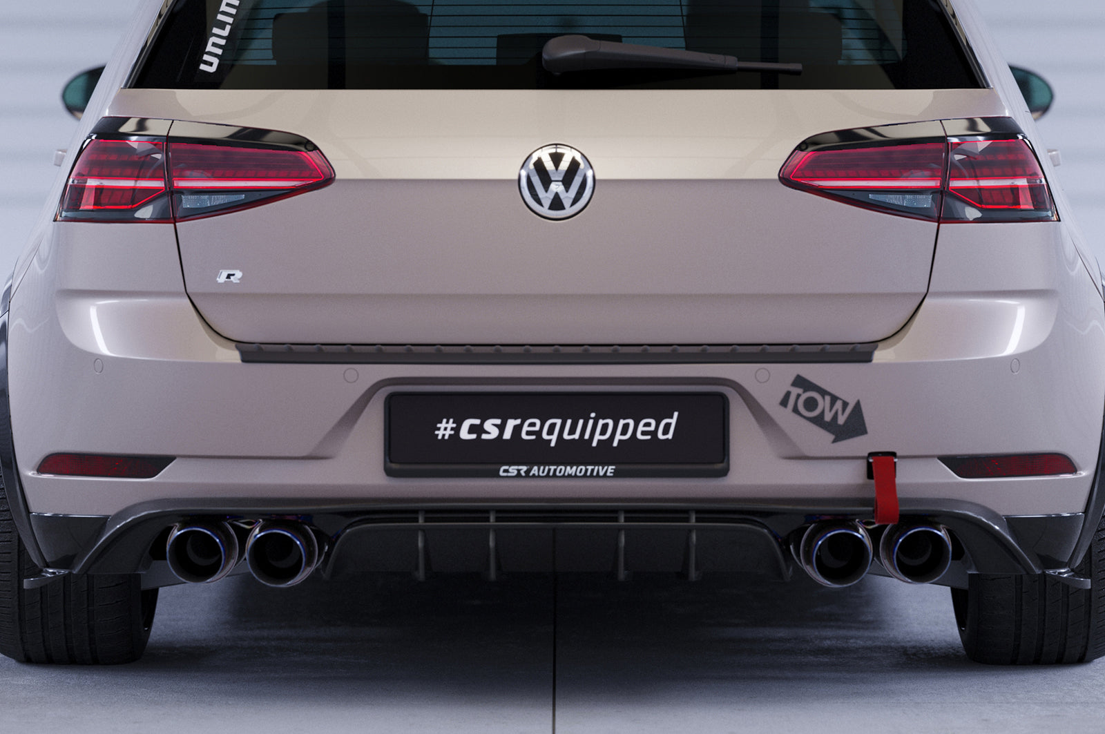 CSR Diffusor | Heckansatz mit ABE für VW Golf 7 (Typ AU) R HA305-C Carbon Look Hochglanz (keine Lackierung erforderlich)
