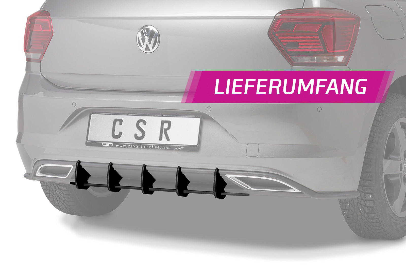 CSR Racing Diffusor | Heckansatz für VW Polo 6 2G (Typ AW) R-Line HA318-L Unlackiert roh (Lackierung erforderlich)