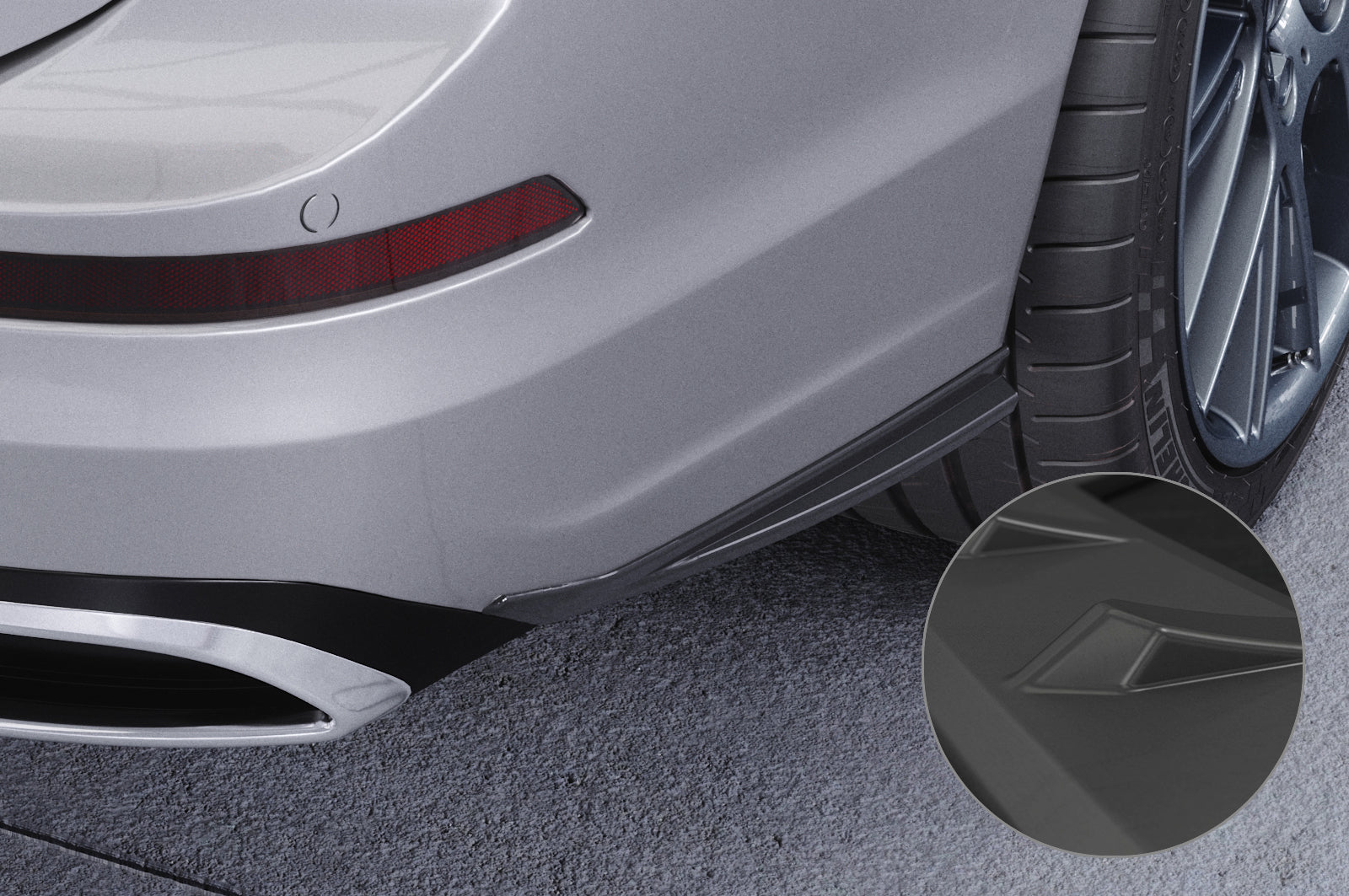 CSR Diffusor | Heckansatz mit ABE für VW Golf 8 (Typ CD) HA414-L Unlackiert roh (Lackierung erforderlich)