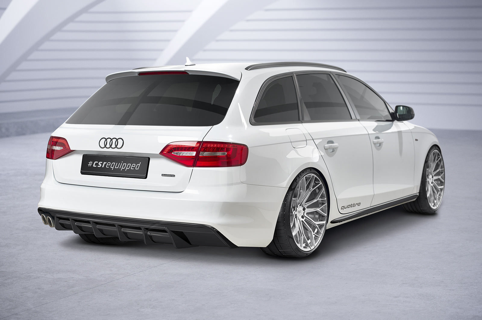 CSR Diffusor | Heckansatz mit ABE für Audi A4 B8 (Typ 8K) HA418-C Carbon Look Hochglanz (keine Lackierung erforderlich)