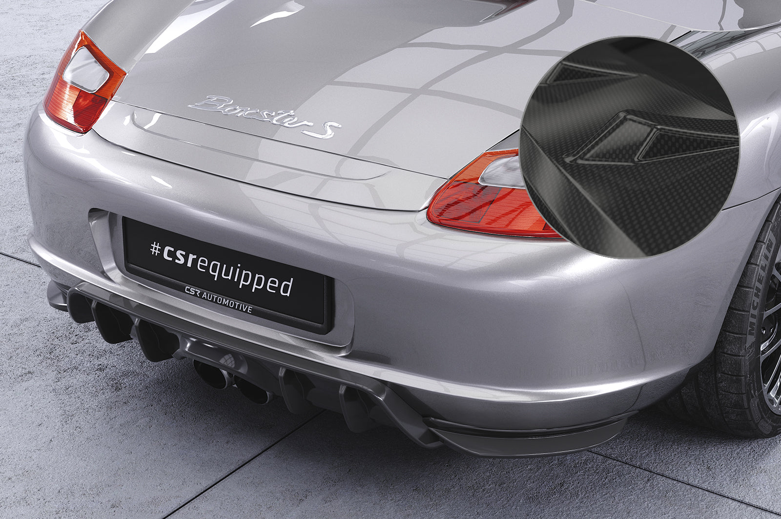 CSR Diffusor | Heckansatz mit ABE für Porsche Boxster 986 HA420-C Carbon Look Hochglanz (keine Lackierung erforderlich)