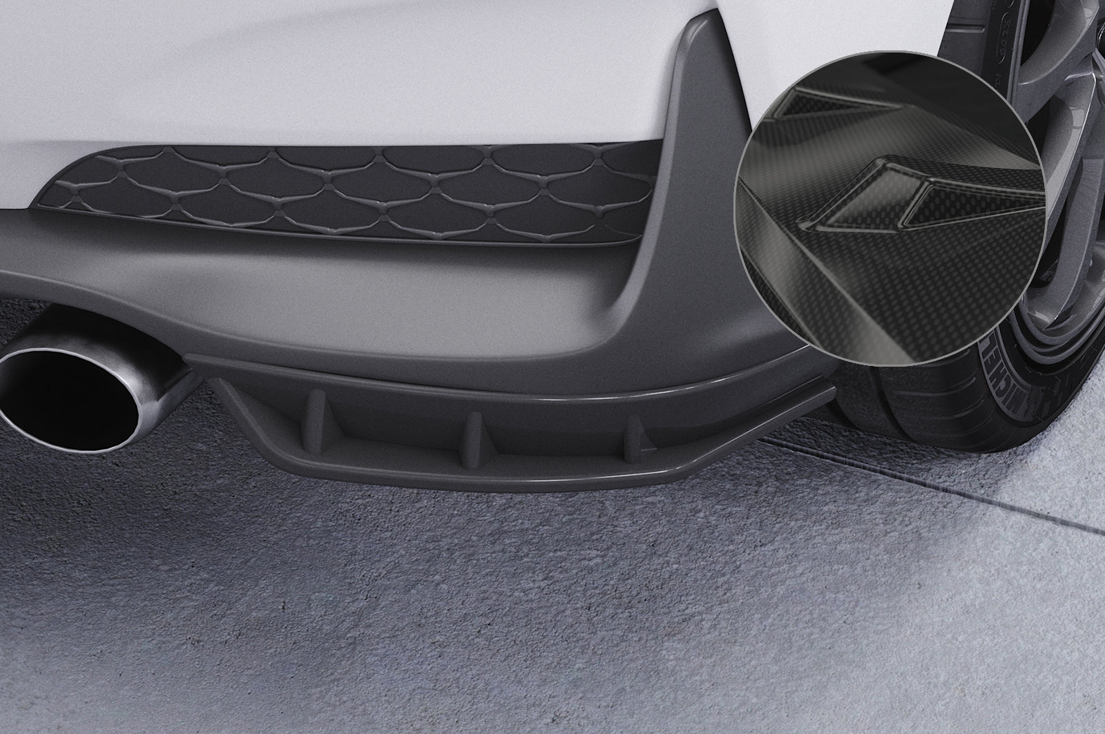 CSR Diffusor | Heckansatz mit ABE für Hyundai I30 (PD) N HA429-C Carbon Look Hochglanz (keine Lackierung erforderlich)