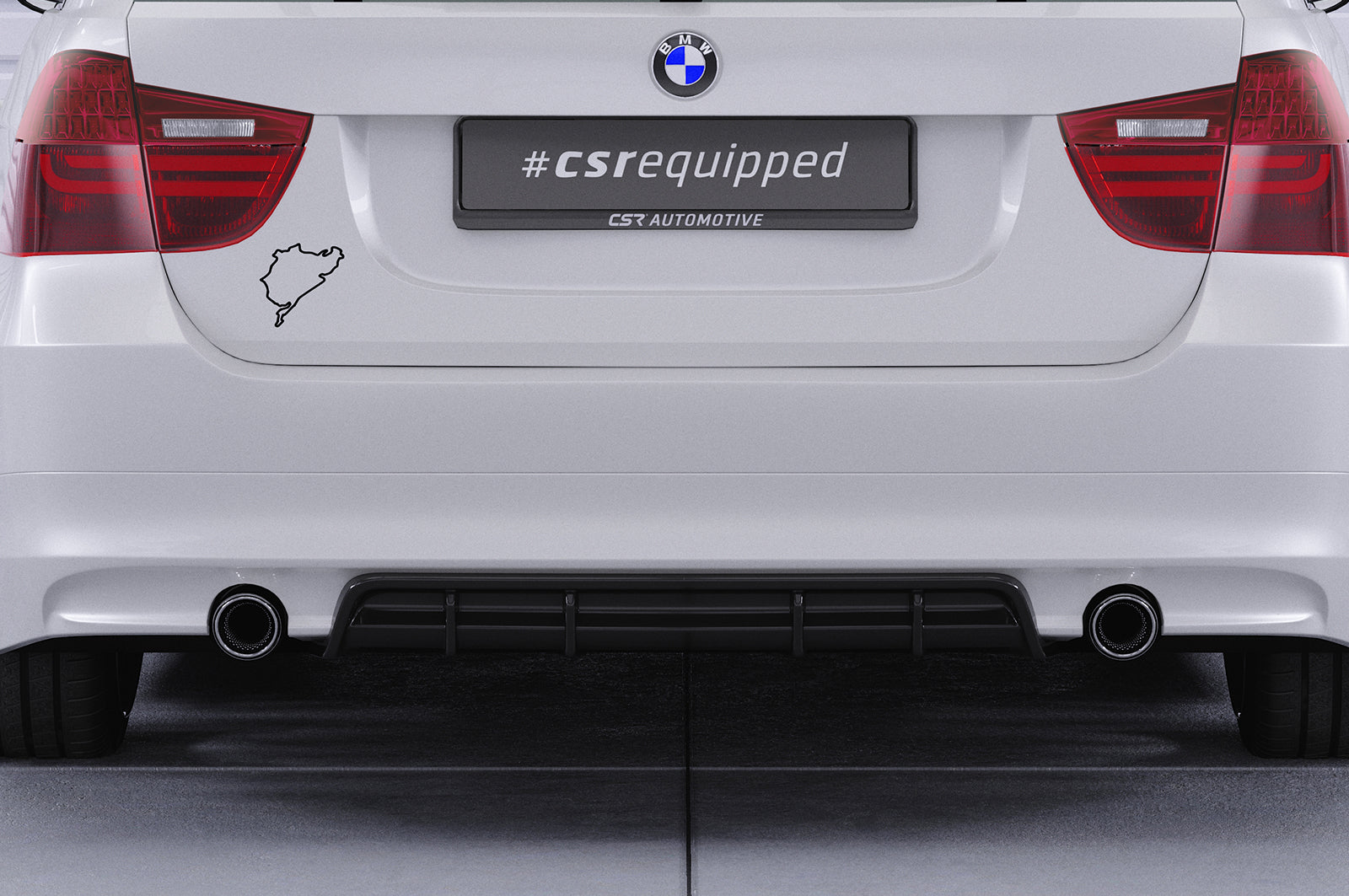 CSR Diffusor | Heckansatz mit ABE für BMW 3er E90 / E91 HA435-C Carbon Look Hochglanz (keine Lackierung erforderlich)